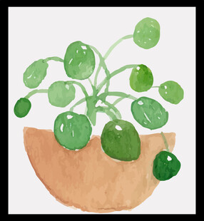 手绘绿植盆栽画面