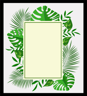 热带绿植边框空白模板