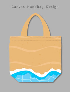 手绘海浪图案帆布袋