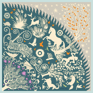 奇幻动物植物图案插画