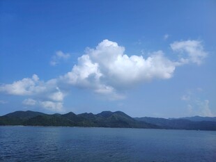 蓝天碧水间的秀丽湖景