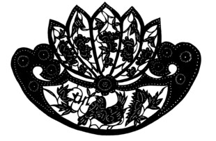 中式莲花纹精美剪纸图案