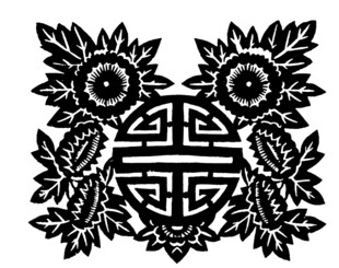 传统福寿花卉剪纸图案