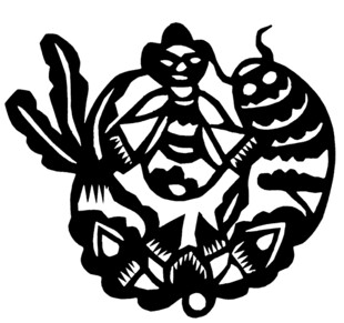 传统剪纸风格的人物图案