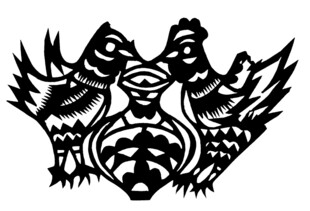 传统剪纸双鸟图案
