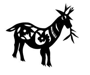 剪纸风山羊图案设计