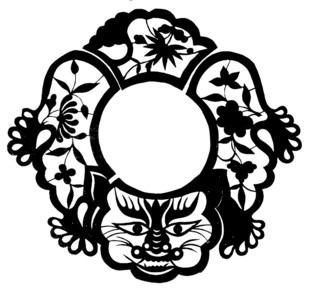 传统猫脸剪纸艺术图案