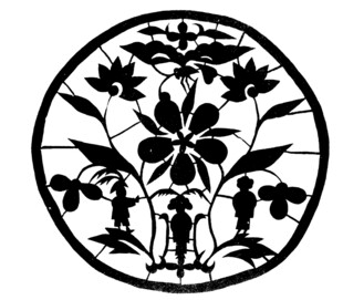 圆形花卉植物剪纸图案
