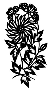 黑色花卉植物剪影图案