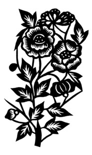 黑白花卉图案