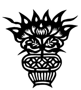 传统中式莲花盆栽图案