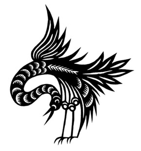 神秘图腾剪纸飞鸟