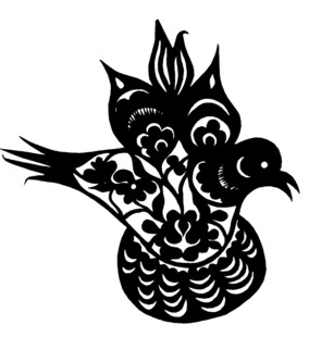传统剪纸风格的飞鸟图案