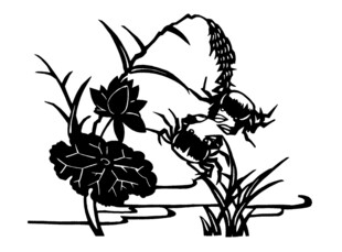 水墨风荷花蜻蜓图