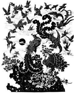 黑白骷髅花卉插画艺术
