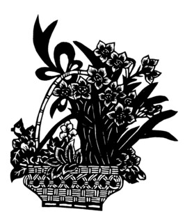 中式盆栽剪纸艺术图案