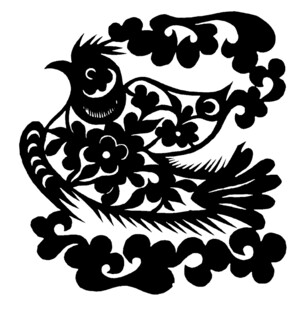 传统剪纸风的花鸟图案