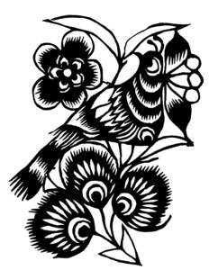 黑白花鸟装饰图案