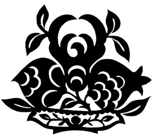 传统双鱼花卉剪纸图案