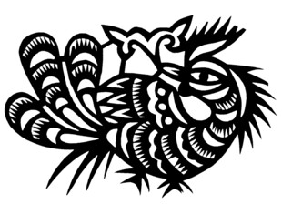 传统剪纸风的吉祥鸟图案