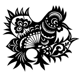 传统剪纸风的精美花鸟图案