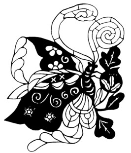 黑白蝴蝶花卉装饰图案