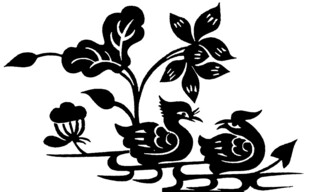 中式花鸟鸭剪影图案