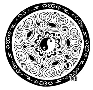 传统圆形鱼纹装饰图案