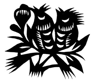 双鸟剪纸图案