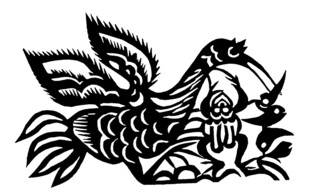 传统剪纸风凤凰图案