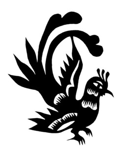 传统剪纸风凤凰图案