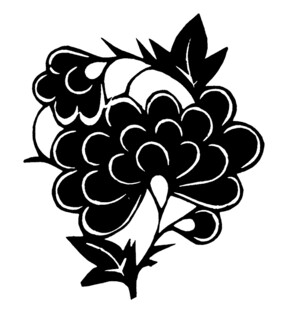黑白牡丹花卉图案