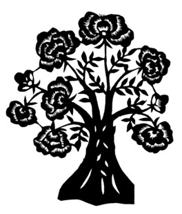 花卉树剪纸图案