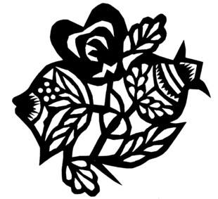 鱼形花卉剪纸图案