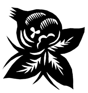 黑白花朵飞鸟图案设计