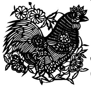 公鸡剪纸艺术作品