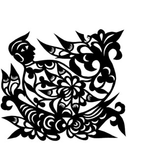 传统剪纸风花鸟图案