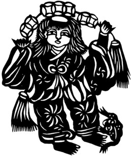 传统剪纸风格的神话人物形象
