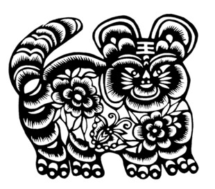 传统剪纸风格的吉祥虎图案