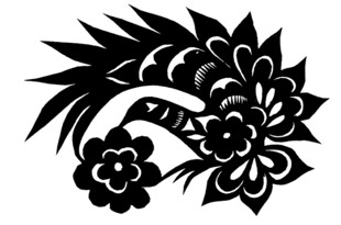 中式花卉剪纸图案