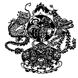 传统双凤花卉纹图案