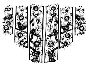 中式花鸟屏风图案设计