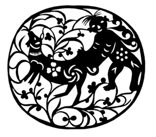 圆形羊纹剪纸图案