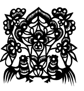 传统花鸟剪纸图案