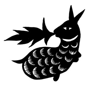剪纸风格的飞鸟造型图案