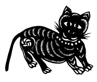 传统风格黑猫剪纸图案