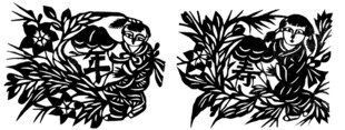 黑白花卉剪纸图案