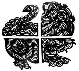 黑白小马剪纸艺术图案