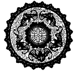 传统剪纸圆形吉祥花纹图案