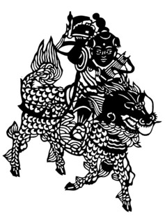 传统剪纸风格的麒麟图案